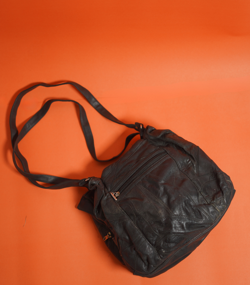Vintage Black Leather long-tail Handbag by Thriftyfy