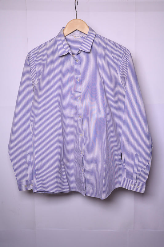 Heritage Medium White and Blue Lines Button-Down Shirt