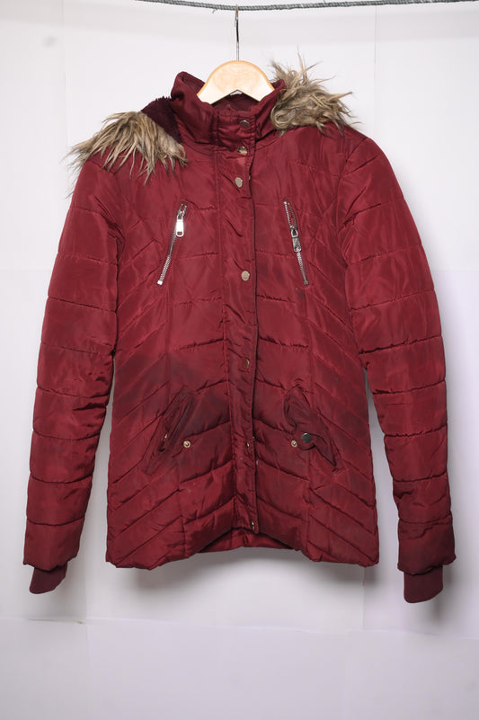 F&F Maroon Puffer Jacket - Small