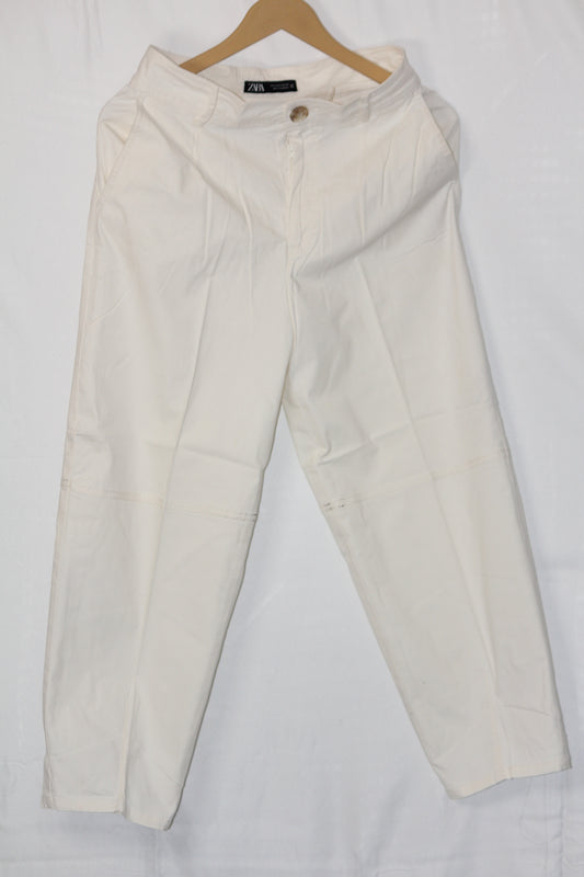 Zara White Straight Pant - Medium