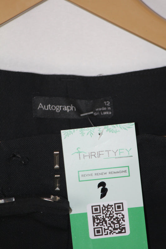 M&S Black Wool-Blend Straight Pant (Medium)