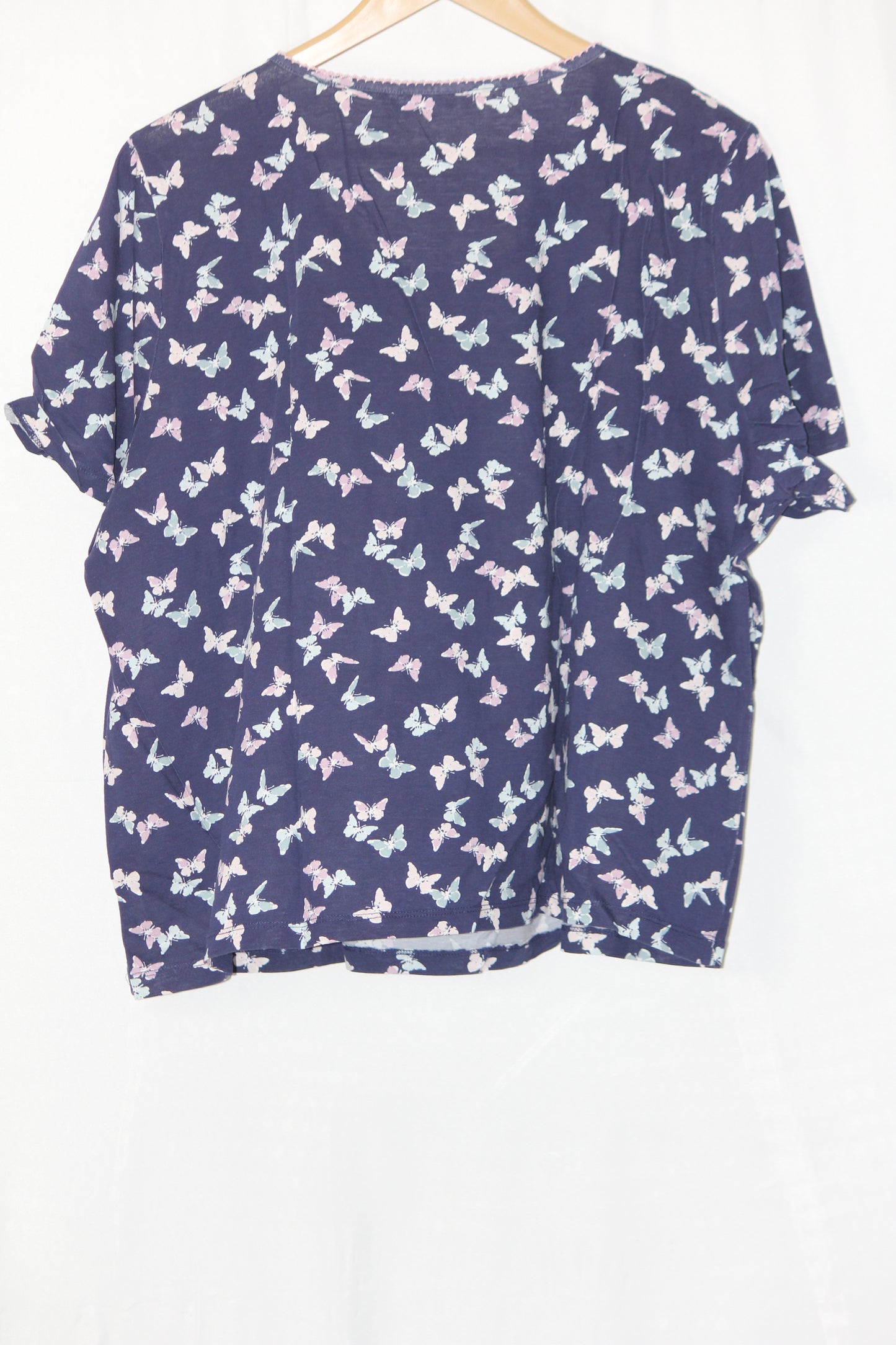 Bonmarche Navy Blue Butterfly Print Crop Top - Medium