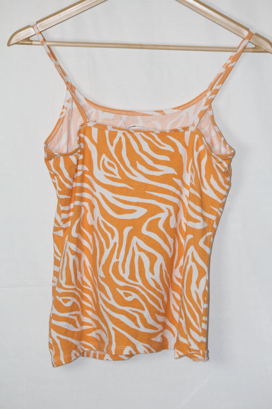 Pep & Co Orange & White Patterned Tank Top - Medium