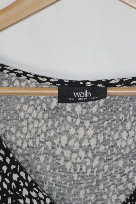 Wallis Black & White Polka Dot Dress (Medium, Good Condition)