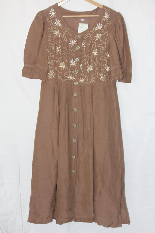 Thriftyfy Brown Floral Dress