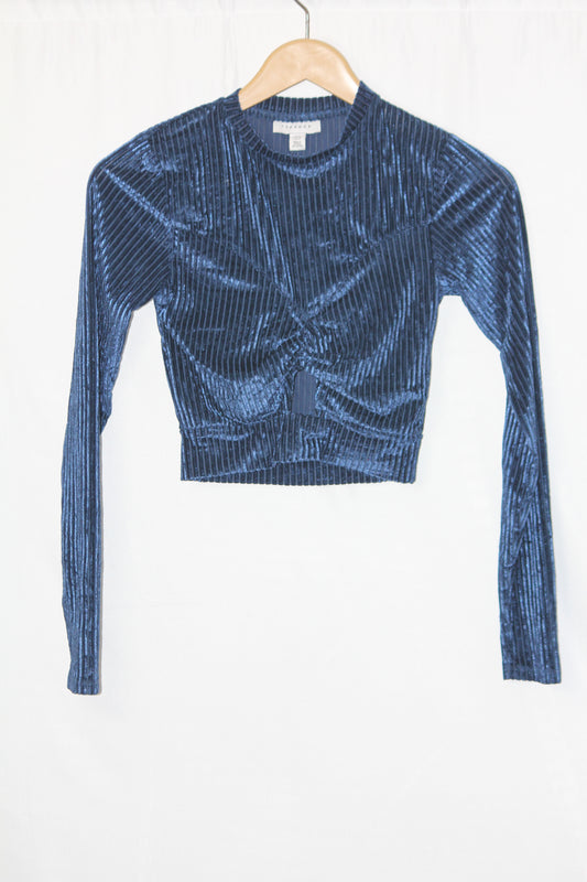 Topshop Blue Shiny Crop Top