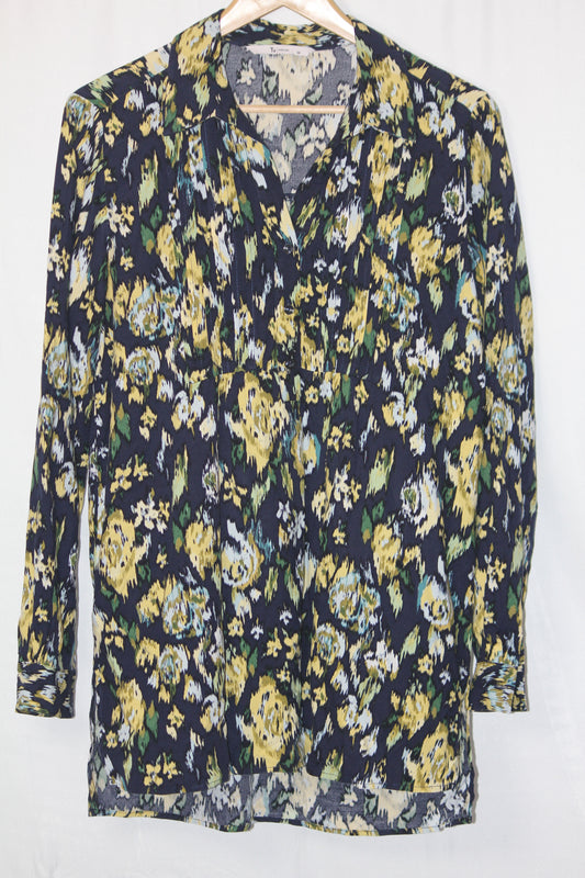 Tu Black & Yellow Floral Blouse