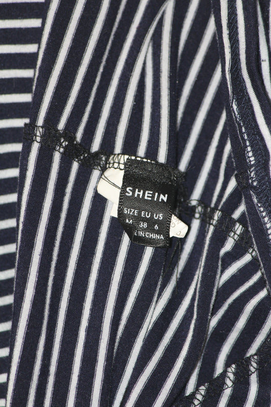 Shein Black & White Lined Long T-Shirt