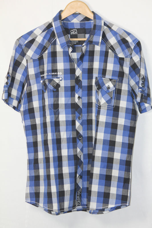 Denim Blue Multi-Check Shirt – Large