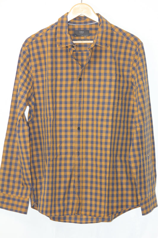 Mark & Spencer Yellow Checkered Shirt – Medium