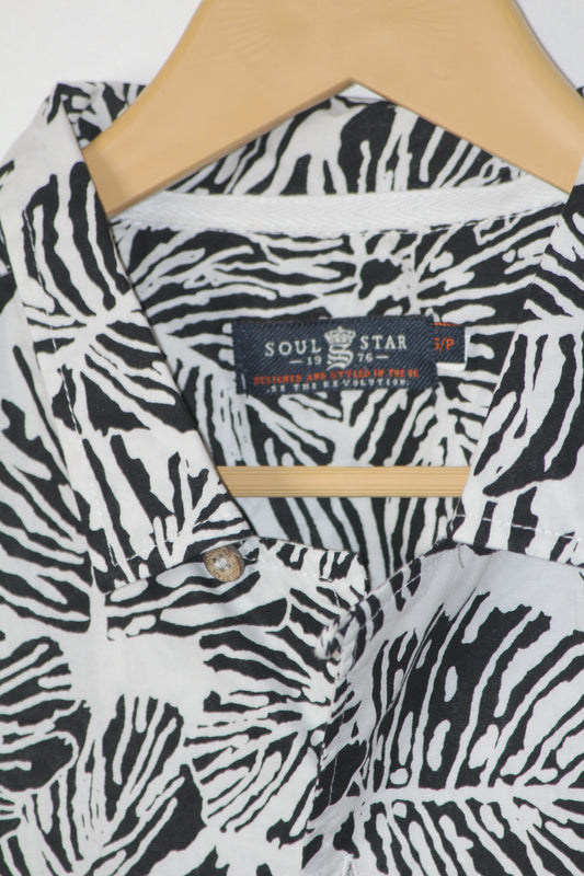 Soul Star Black & White Floral Shirt – Small