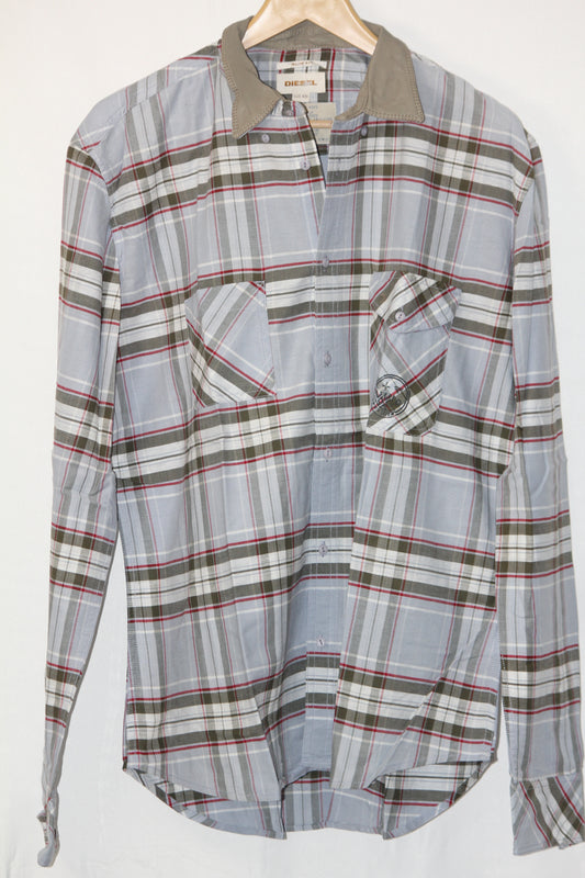 Diesel Blue Checkered Shirt – XXL