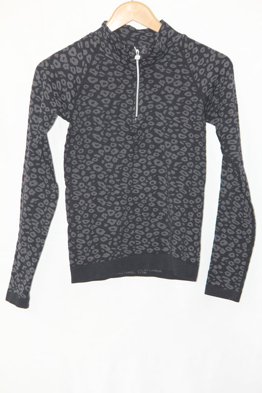 Black and Grey Cheetah Print Zipper Full Sleeve Crop – Thriftyfy (XS)