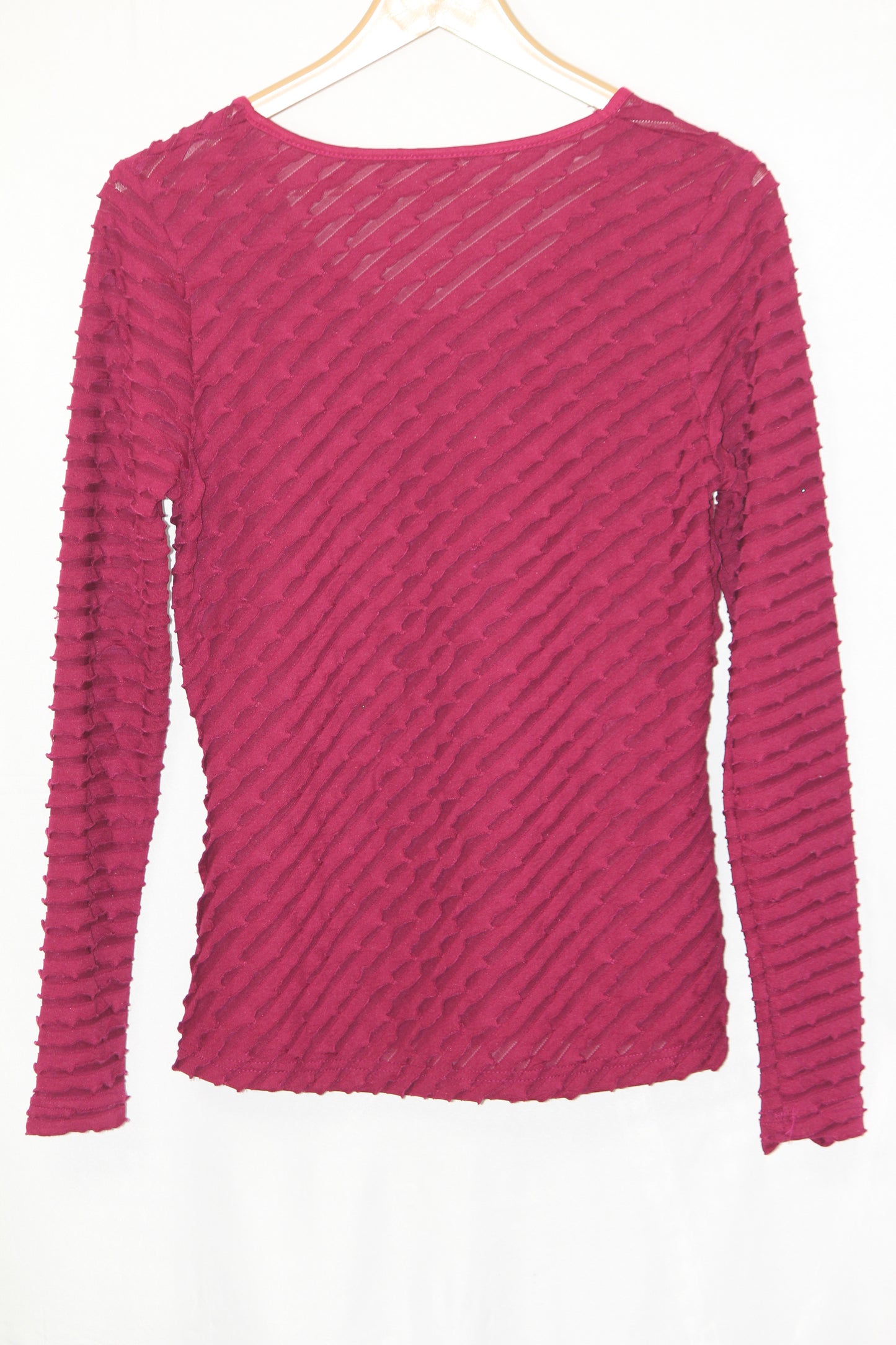 Thriftyfy Maroon Textured V-Neck Blouse