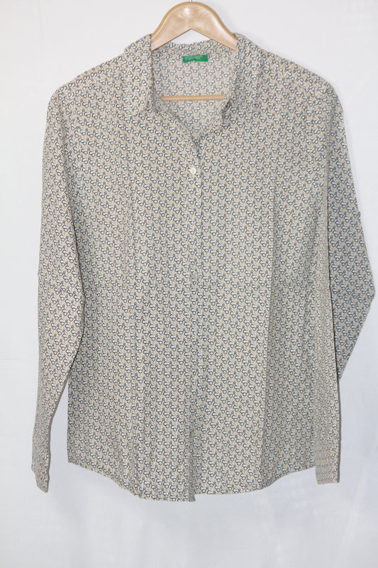 Benetton White Alphabet Print Shirt