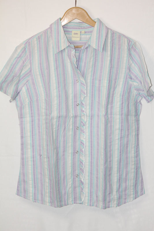 Cotton Traders Blue and White Button Down Shirt