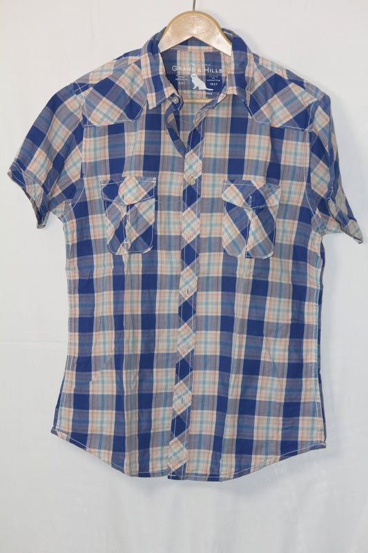 Grand & Hills Blue Check Shirt – Small (Men)