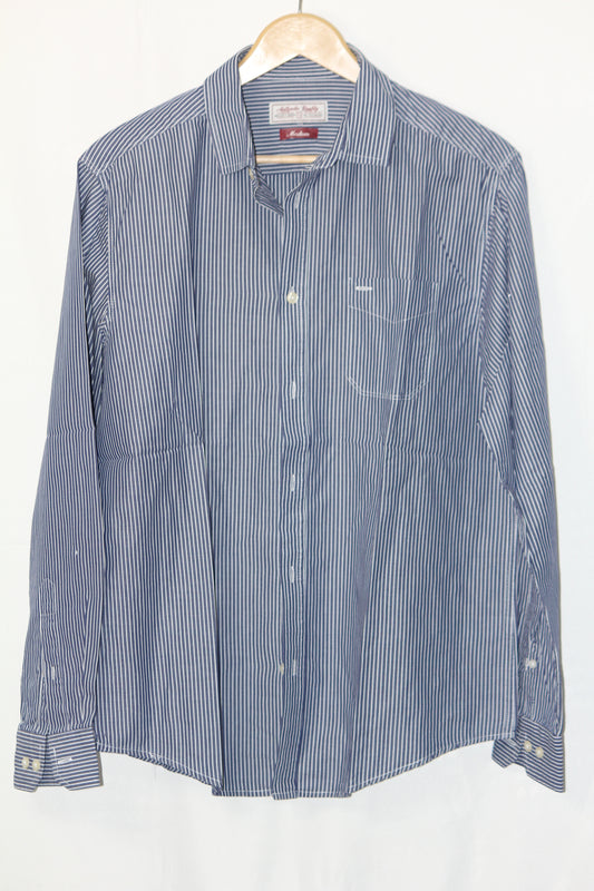 TU Blue Striped Cotton Shirt – Medium (Men)