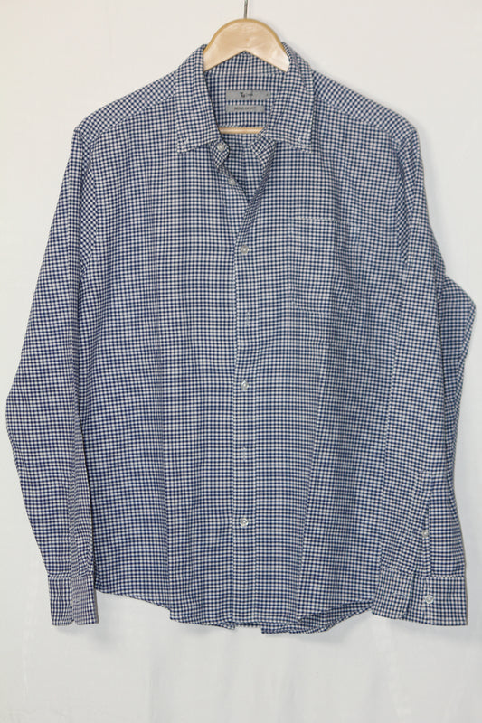 Tu Man White & Blue Check Cotton Shirt – Medium (Mens)