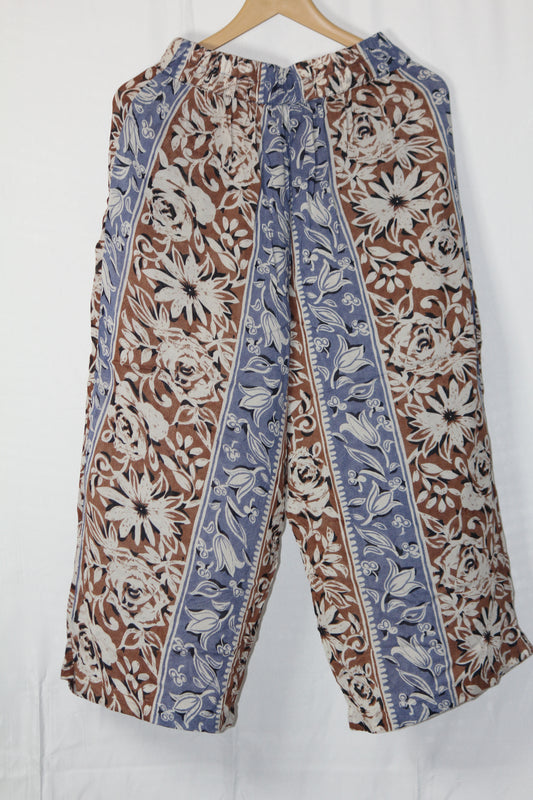 Thriftyfy Blue Brown White Free-Size Palazzo Pant