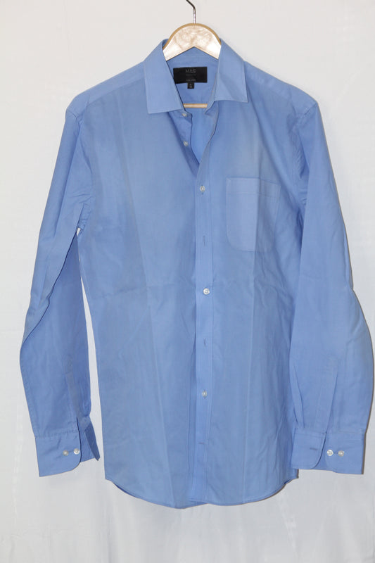 M&S Sky Blue Polyester Shirt – Medium (Men)