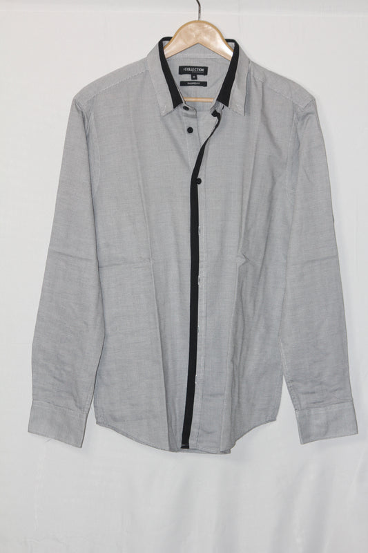 The Collection Grey Printed Button Down Shirt – Medium (Men)