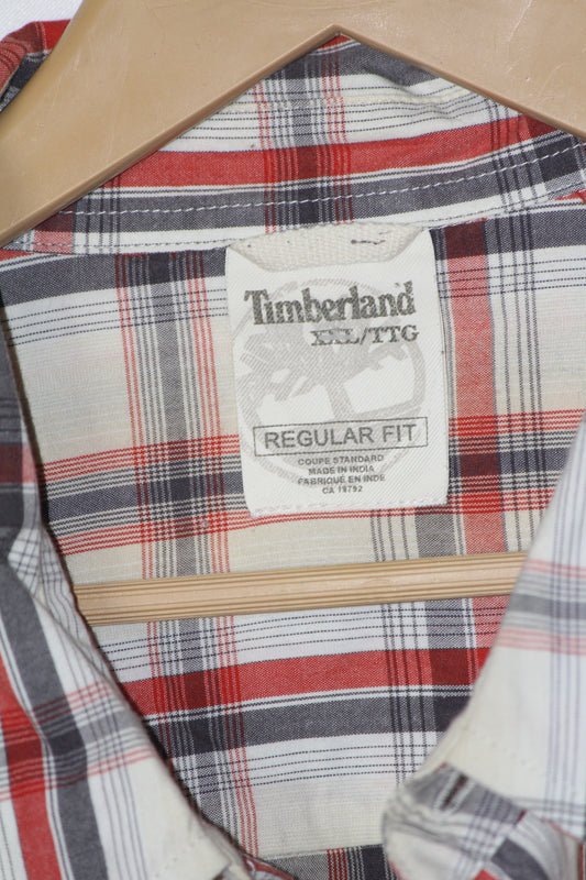Timberland White & Red Cotton Shirt – XXL (Men)