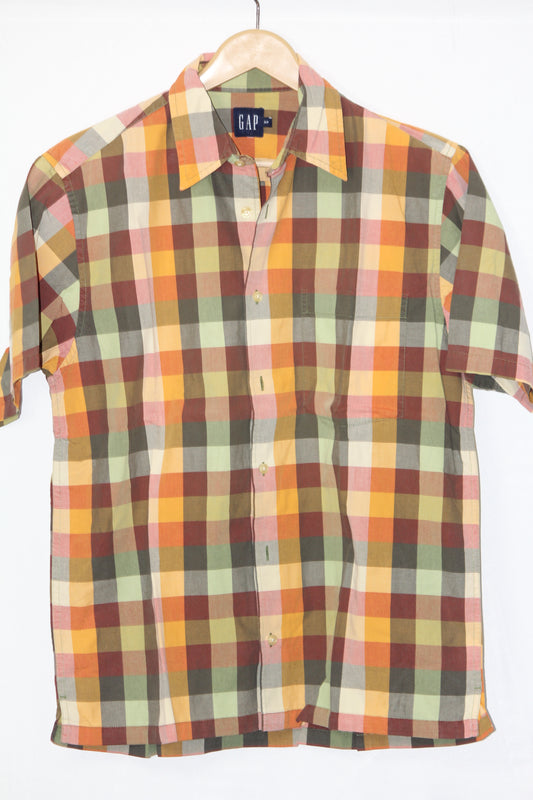 GAP Orange Checkered Half Sleeves Shirt – Small (Men)