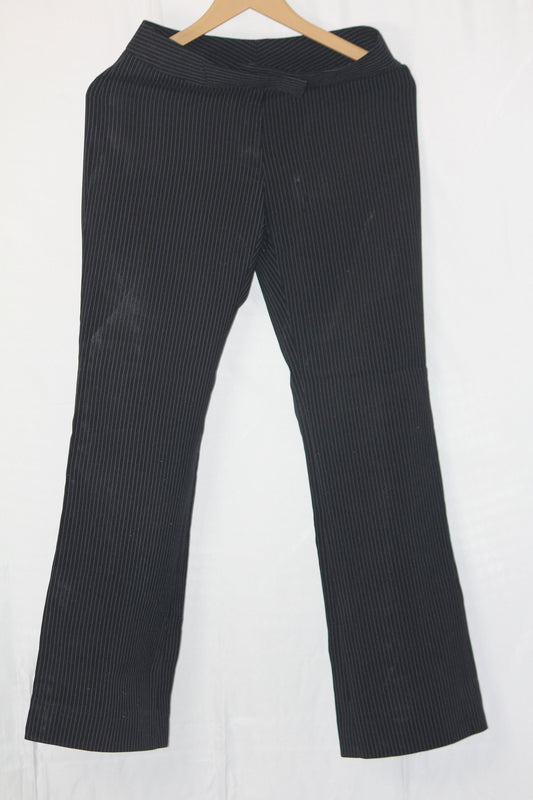 Thriftyfy Black & White Striped Bell Bottom Pants