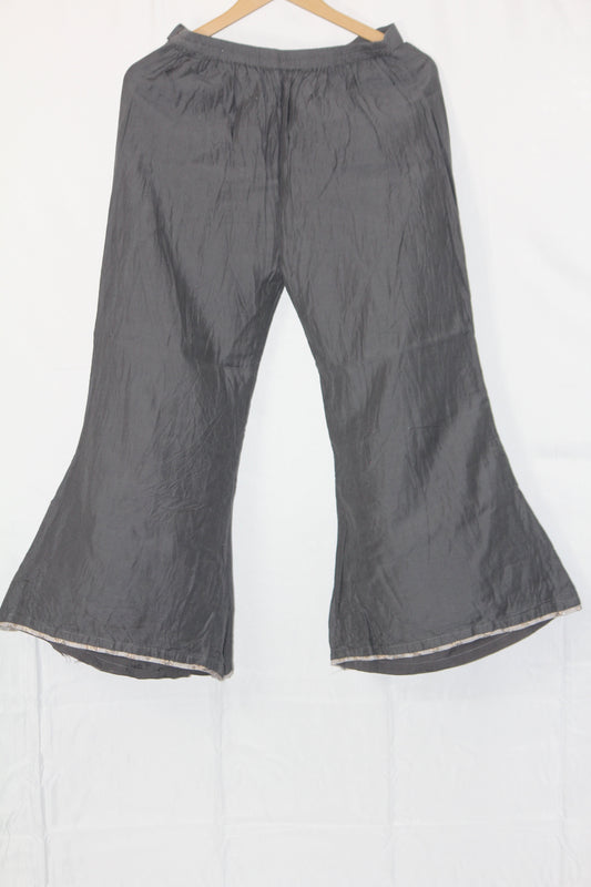 Thriftyfy Grey Cotton Bell Bottom Pants