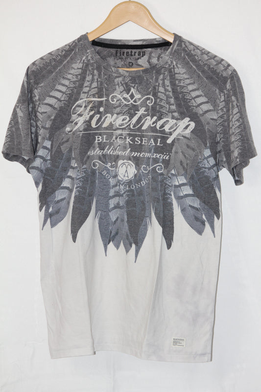 Firetrap White & Grey Print T-Shirt