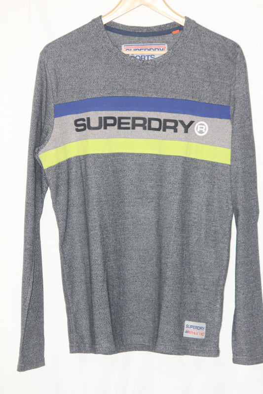 SuperDry Gray Full Sleeves T-Shirt – Large