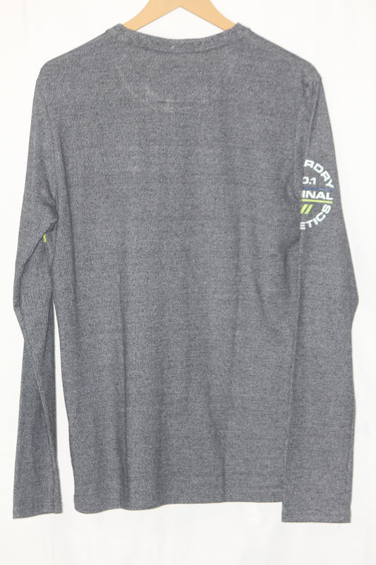 SuperDry Gray Full Sleeves T-Shirt – Large