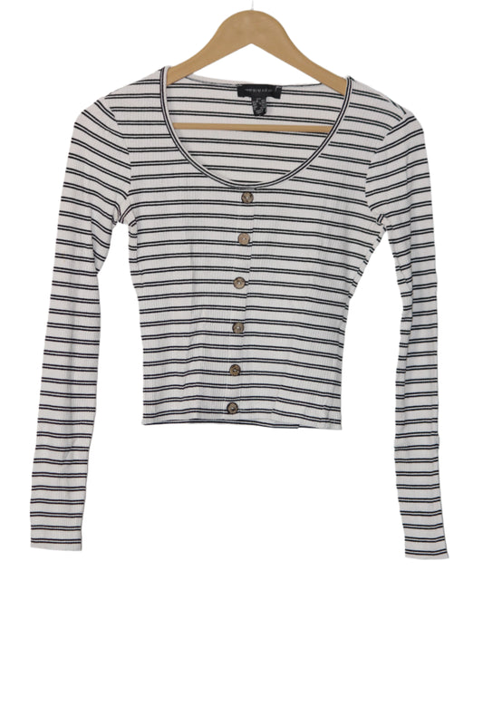 Black & White Full Sleeve Crop Top – Primark (Small)