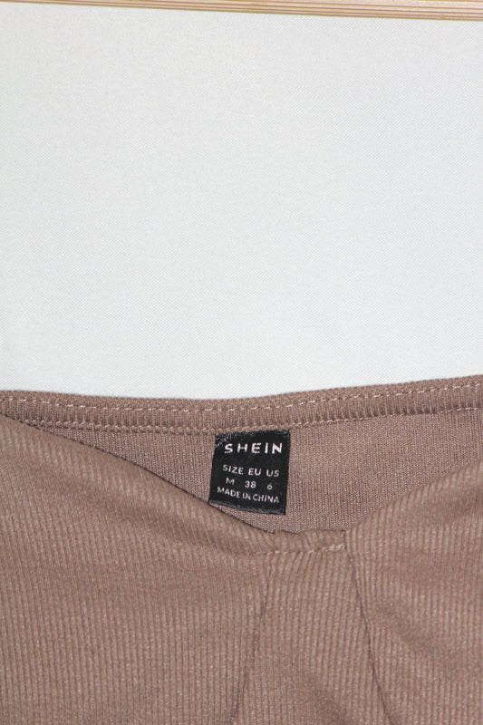Brown Full Sleeve Crop Top – Shein (Medium)