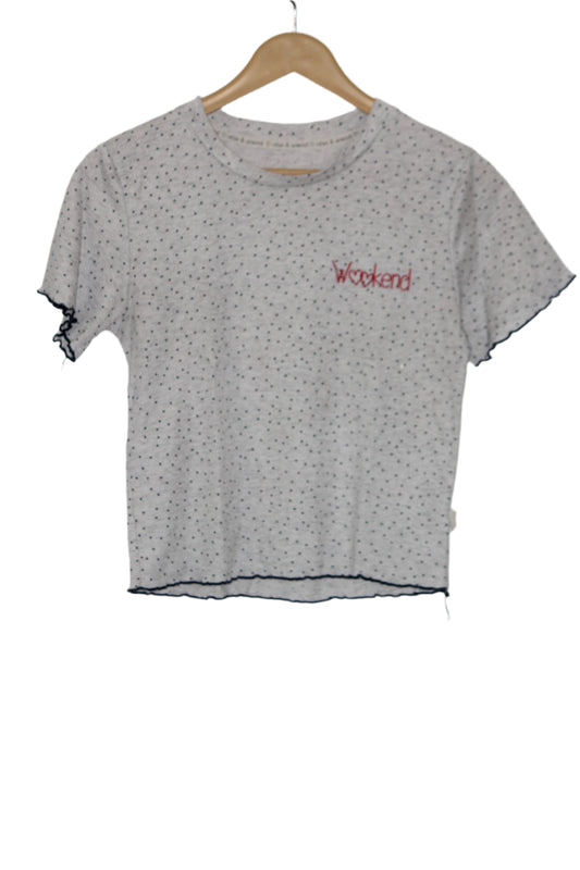 White Half Sleeve Crop Top – Unwind (Small)