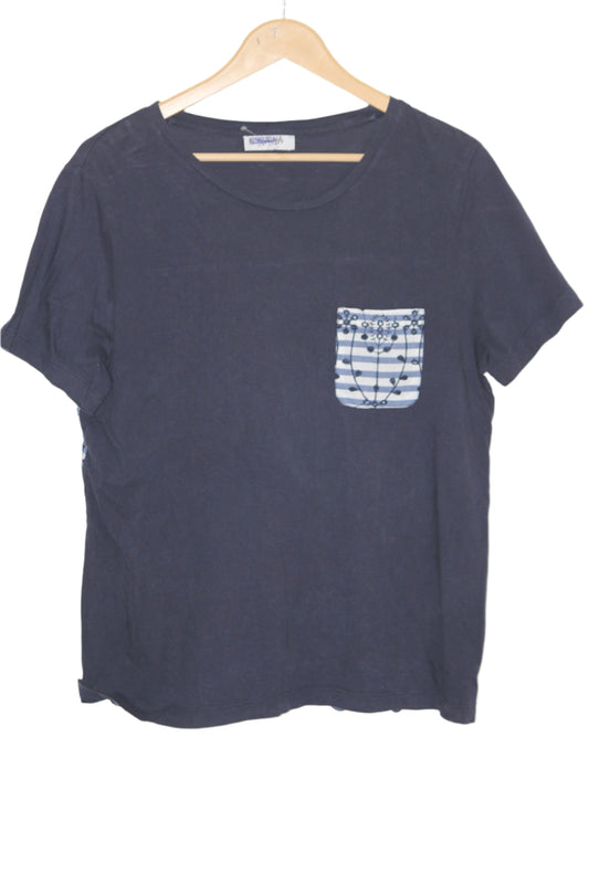 Dark Blue Half Sleeve Cotton Blouse – M&S