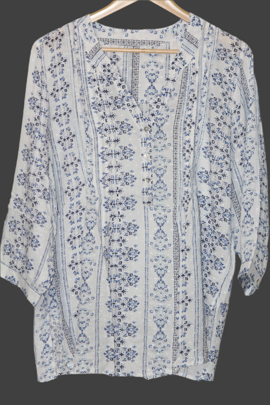 White Floral Viscose Shirt – Thrifty