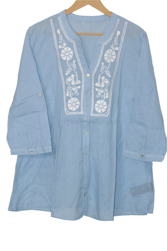 Blue Floral Cotton Shirt – Thrifty