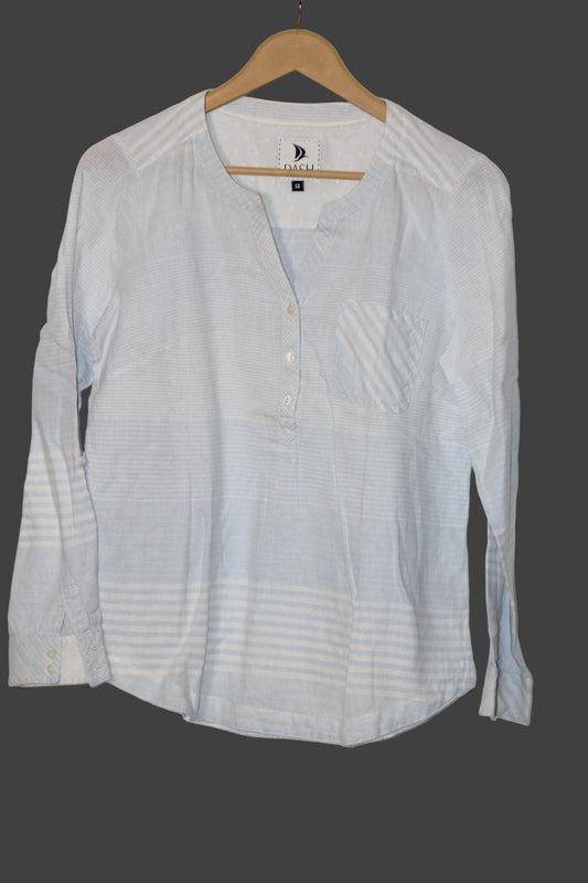 DASH White Cotton-Linen Full Sleeve Blouse – Fresh & Breezy Style