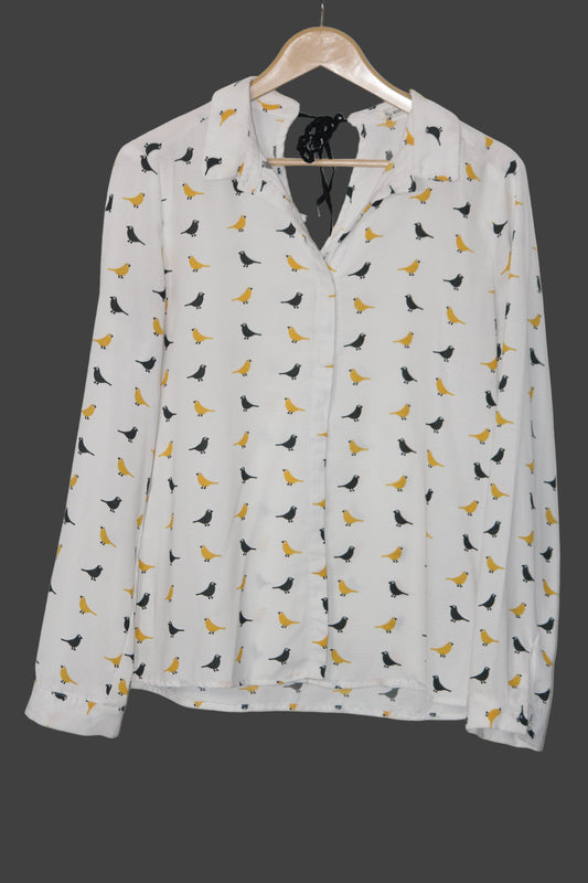 My Star Off-White Printed Button Down Shirt