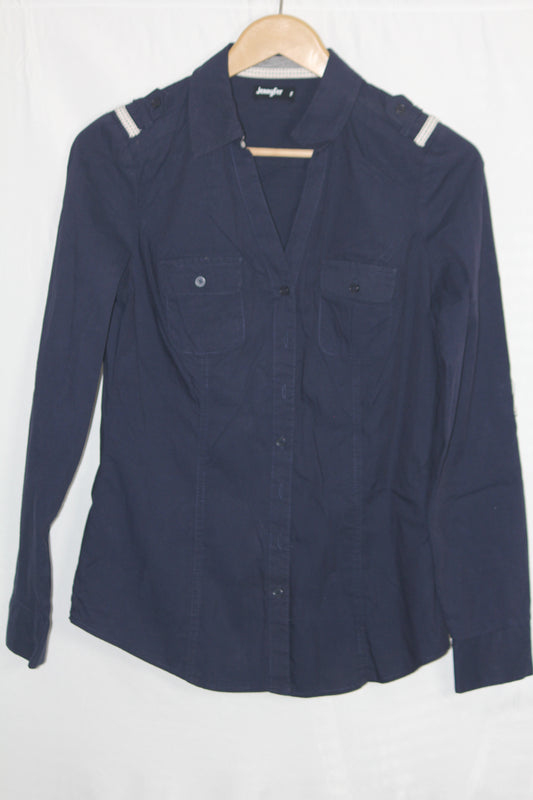 Jennyfer Black Cotton-Blend Shirt – Small