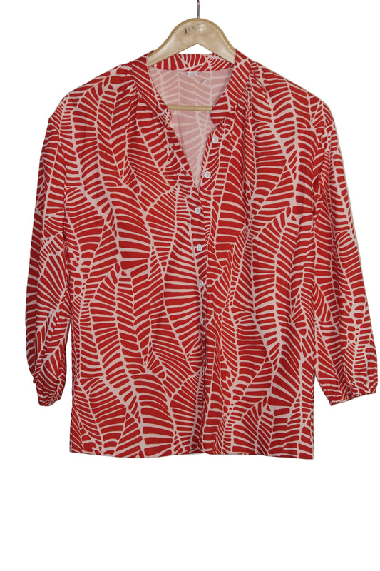 ThriftyFy Red & White Polyester Shirt – Small