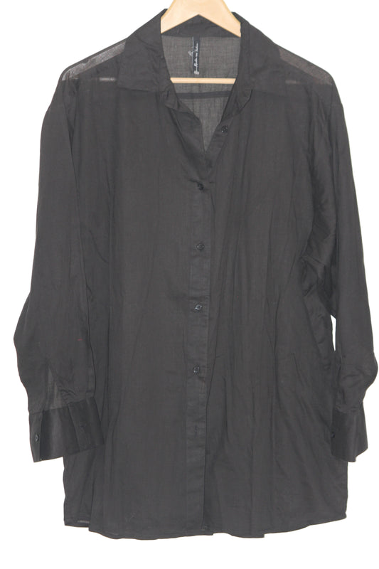 ThriftyFy Oversized Black Cotton Shirt – Large
