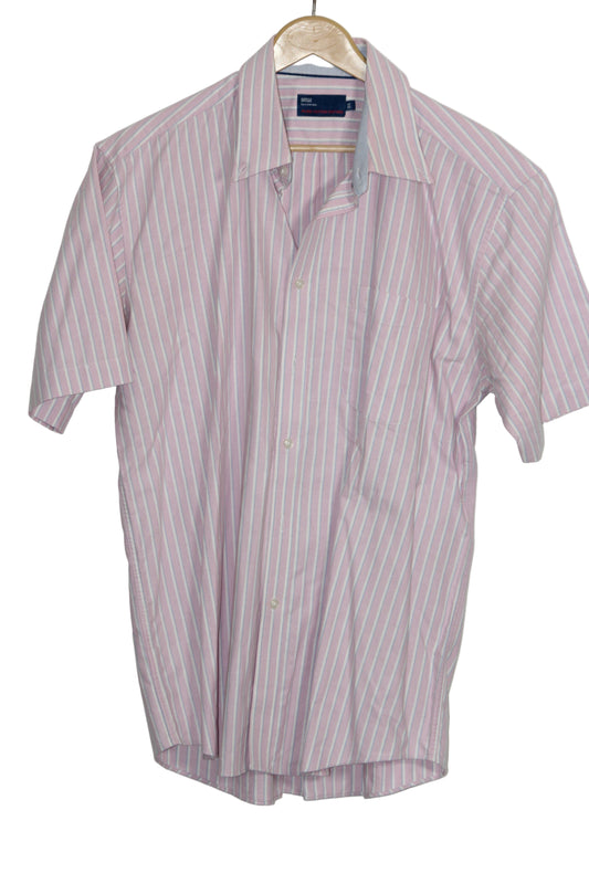M&S Pink Striped Button Down T-Shirt – Large