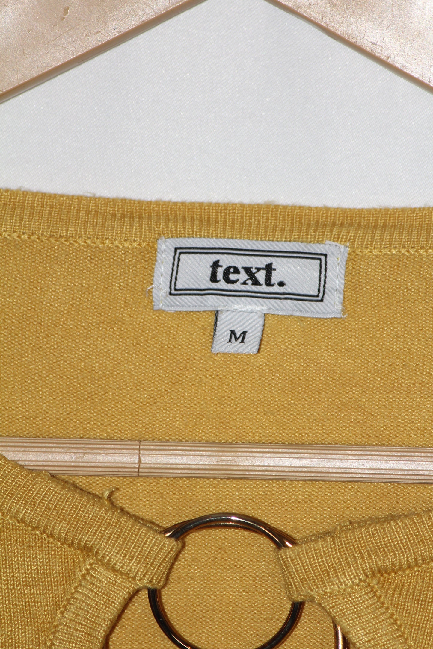 Text Vibrant Yellow Full-Sleeve Sweatshirt with Golden Steel Ring"