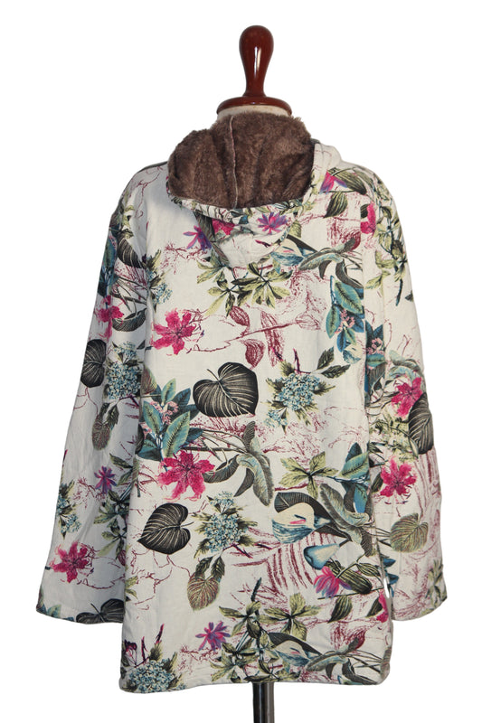 Thriftyfy White Floral Hoodie - XXL