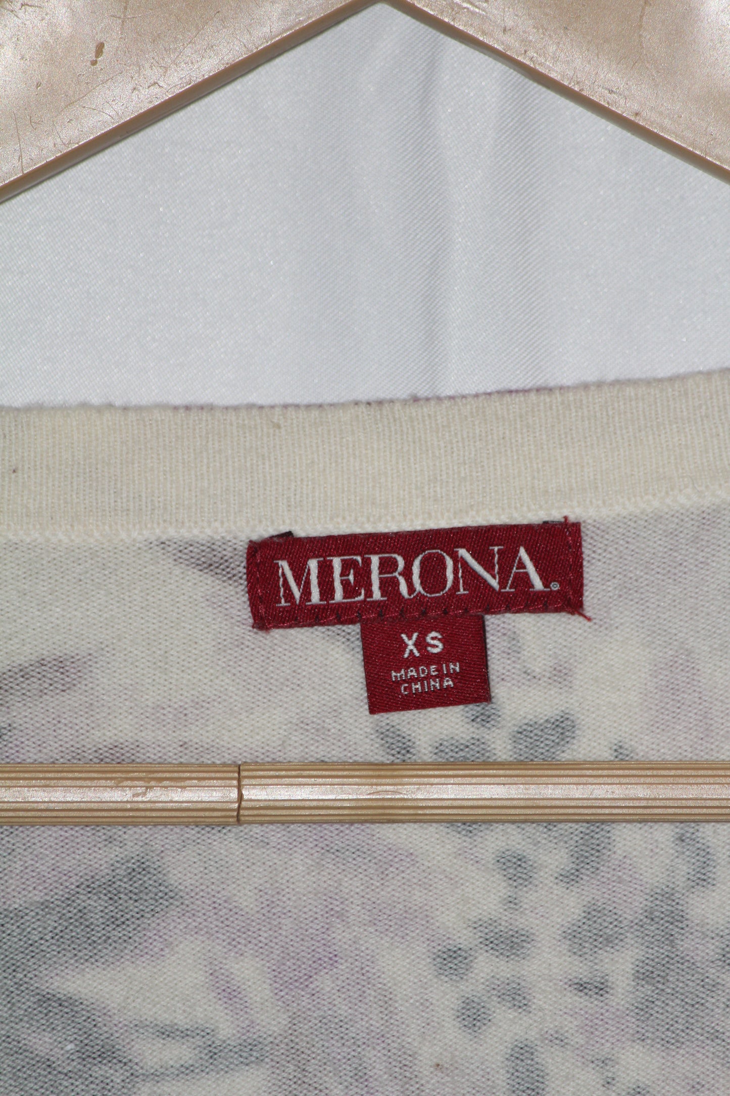 Merona White Sweater with Purple Print