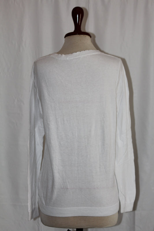Tu Woman White Cotton Sweater - Medium