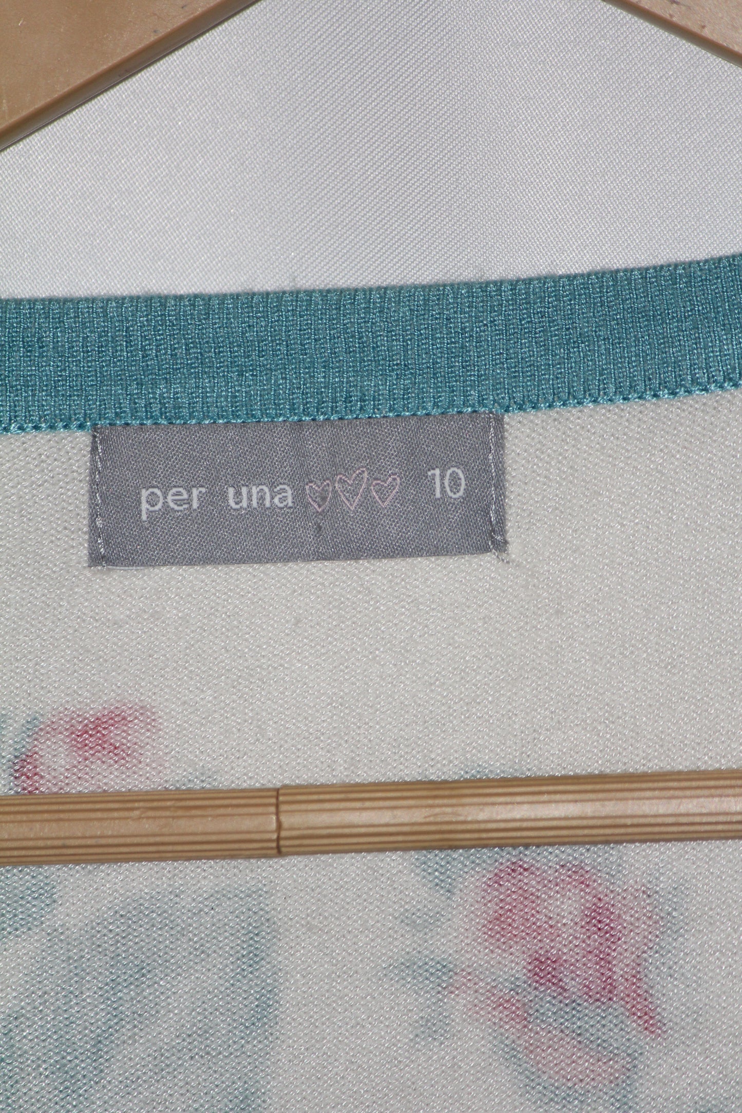 Per Una White Sweater with Red and Blue Rose Print